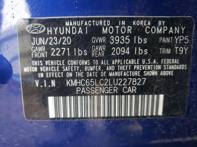 2020 HYUNDAI IONIQ BLUE - KMHC65LC2LU227827