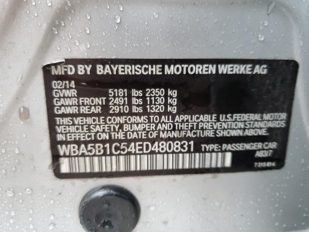 WBA5B1C54ED480831 2014 BMW 535 I