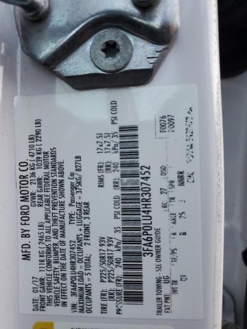 VIN 3FA6P0LU4HR307452 2017 Ford Fusion, Se Hybrid no.12