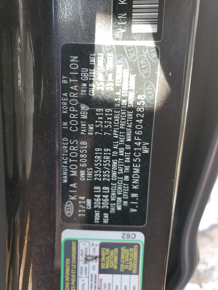 2015 Kia Sedona Sxl vin: KNDME5C14F6042858