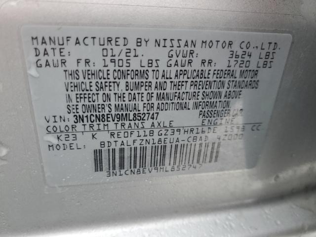 3N1CN8EV9ML852747 | 2021 NISSAN VERSA SV