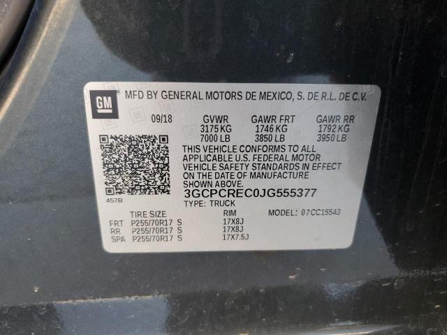 2018 CHEVROLET SILVERADO 3GCPCREC0JG555377