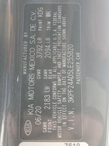 3KPF24AD5LE255820 | 2020 KIA FORTE FE