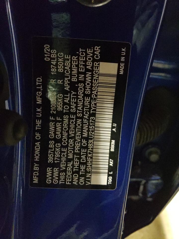 SHHFK7H83LU215173 HONDA CIVIC 2020