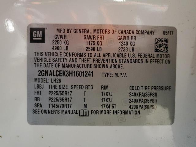 2017 CHEVROLET EQUINOX LT - 2GNALCEK3H1601241