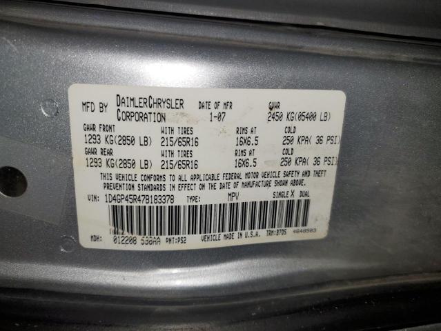 1D4GP45R47B183378 | 2007 Dodge caravan sxt