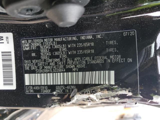 VIN 5TDHZRBH1LS039844 2020 Toyota Highlander, Xle no.13