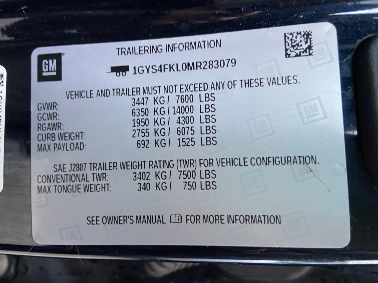 1GYS4FKL0MR283079 2021 Cadillac Escalade Sport