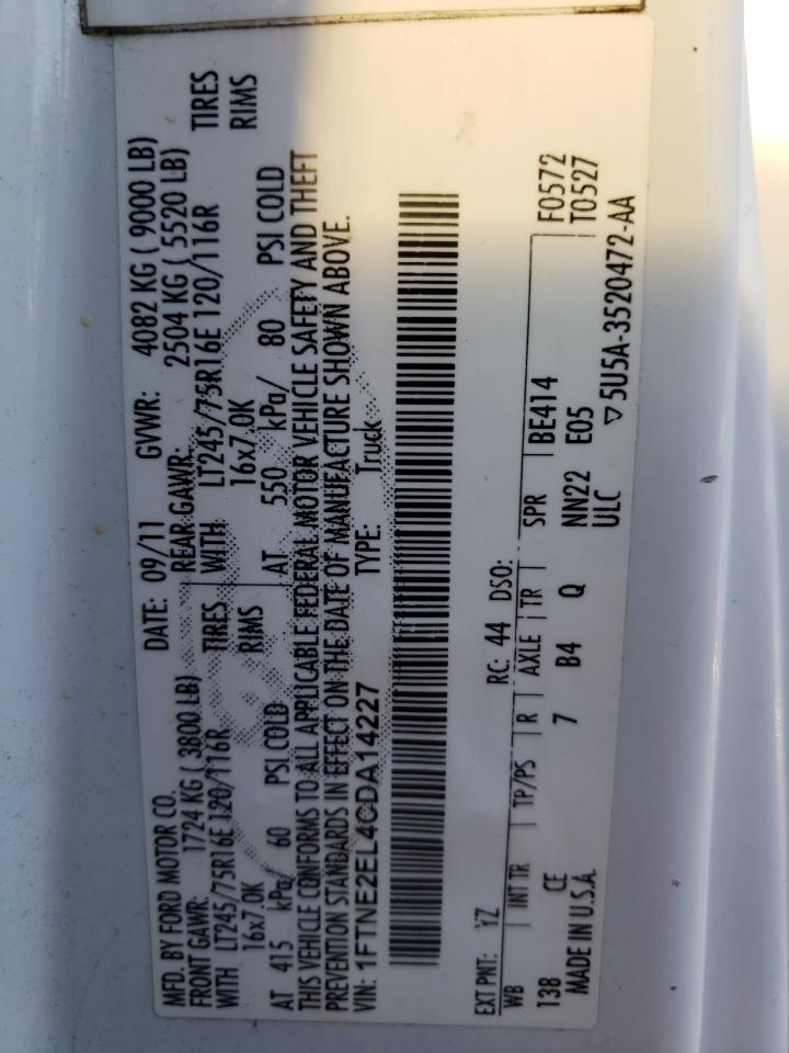 1FTNE2EL4CDA14227 2012 Ford Econoline E250 Van