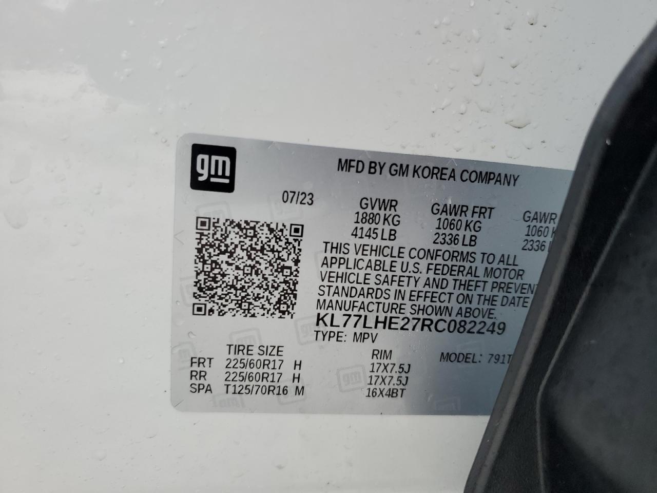 KL77LHE27RC082249 CHEVROLET TRAX 2024