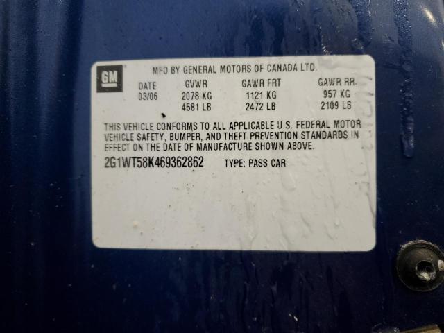 2006 Chevrolet Impala Lt VIN: 2G1WT58K469362862 Lot: 38184374