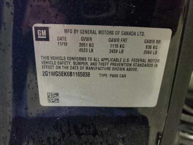 2011 Chevrolet Impala Lt VIN: 2G1WG5EK6B1165838 Lot: 39197734