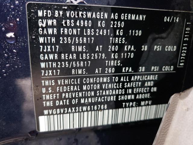 WVGBV3AX3EW616766 | 2014 VOLKSWAGEN TIGUAN S