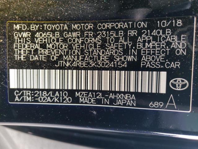 2019 TOYOTA COROLLA SE JTNK4RBE3K3024154