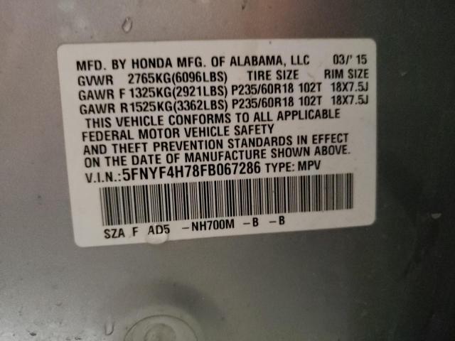 2015 HONDA PILOT EXLN - 5FNYF4H78FB067286