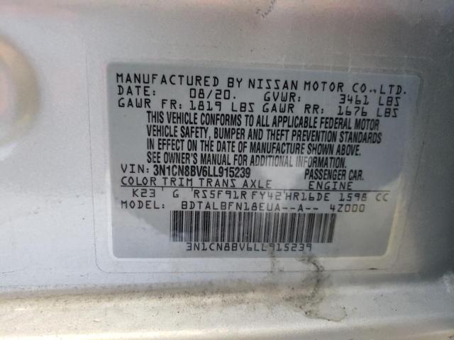 3N1CN8BV6LL915239 Nissan Versa S 12