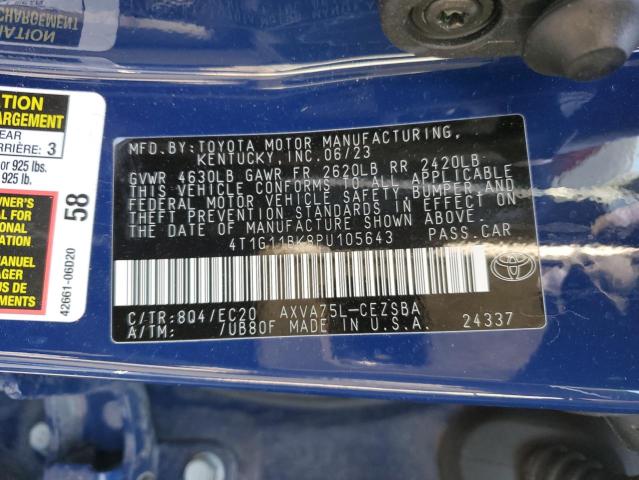 4T1G11BK8PU105643 TOYOTA CAMRY 2023
