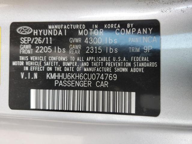 2012 Hyundai Genesis Coupe 3.8L VIN: KMHHU6KH6CU074769 Lot: 37798504
