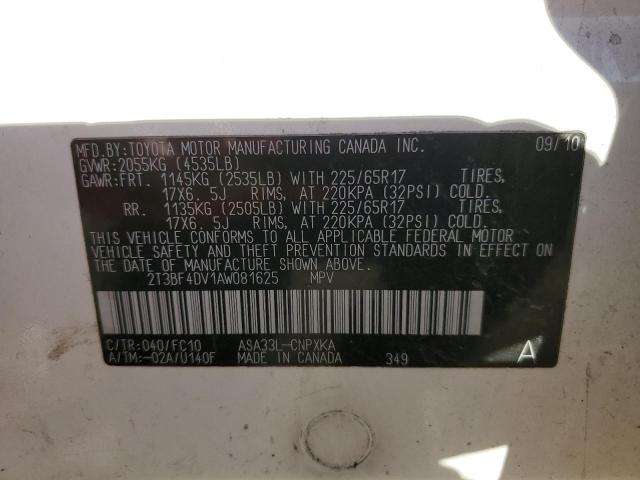 2T3BF4DV1AW081625 2010 Toyota Rav4