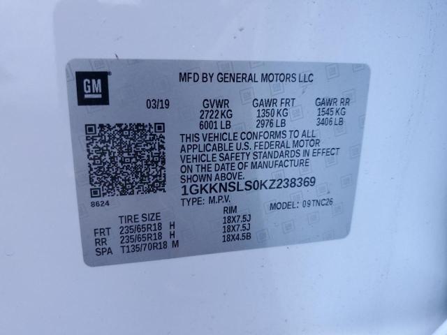 1GKKNSLS0KZ238369 | 2019 GMC ACADIA SLE