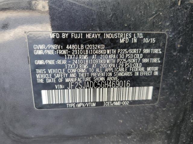 2016 SUBARU FORESTER 2 JF2SJADC5GH469016