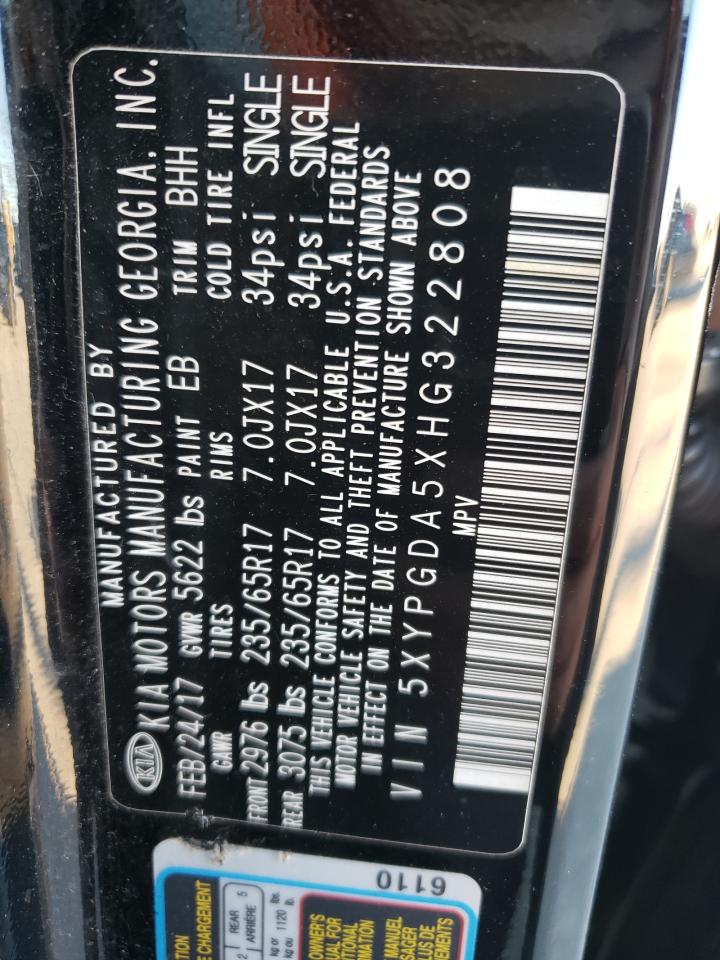 5XYPGDA5XHG322808 2017 Kia Sorento Lx