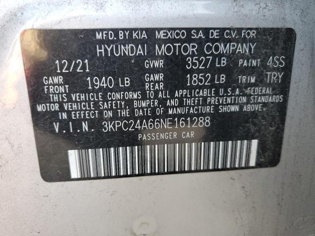 3KPC24A66NE161288 | 2022 HYUNDAI ACCENT SE