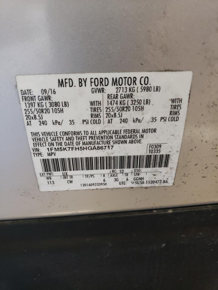 1FM5K7FH5HGA86717 2017 Ford Explorer Limited