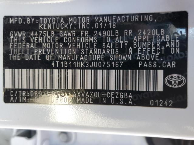 2018 TOYOTA CAMRY L - 4T1B11HK3JU075167
