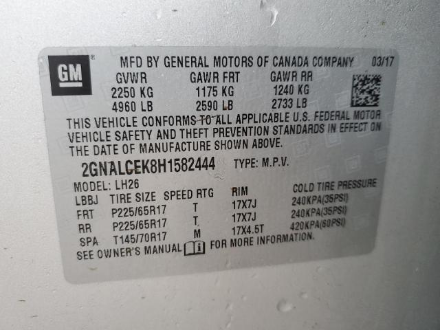 2017 CHEVROLET EQUINOX LT - 2GNALCEK8H1582444