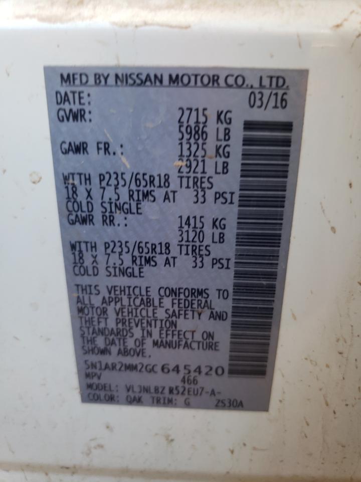 5N1AR2MM2GC645420 NISSAN PATHFINDER 2016
