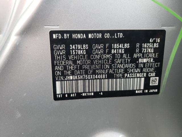 2016 HONDA FIT EX JHMGK5H75GX044681