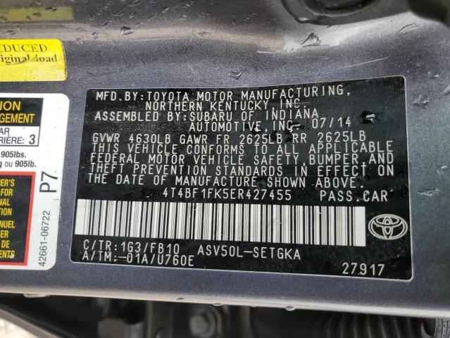 4T4BF1FK5ER427455 | 2014 TOYOTA CAMRY L