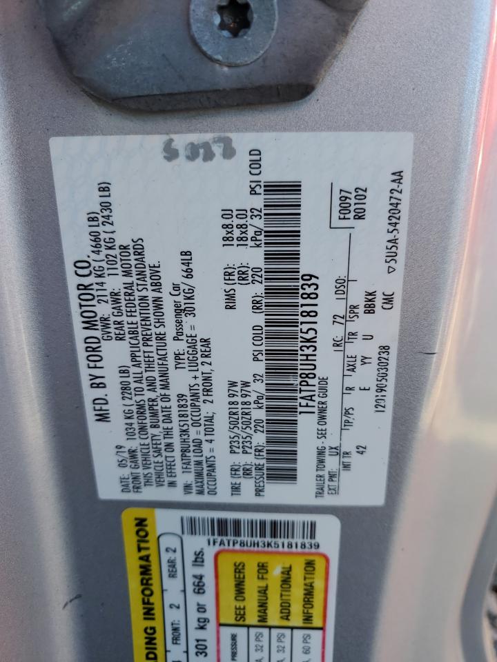 1FATP8UH3K5181839 FORD ALL Models 2019