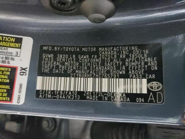 2T1BURHE7HC765791 | 2017 TOYOTA COROLLA L