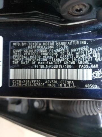 4T1BF1FK5GU187160 | 2016 Toyota camry le