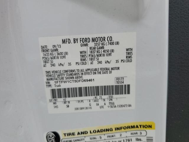 1FTFW1CT5DFD69461 | 2013 Ford f150 supercrew