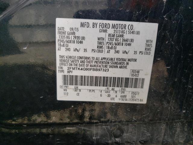 2FMTK4G90FBB97323 | 2015 FORD EDGE SE