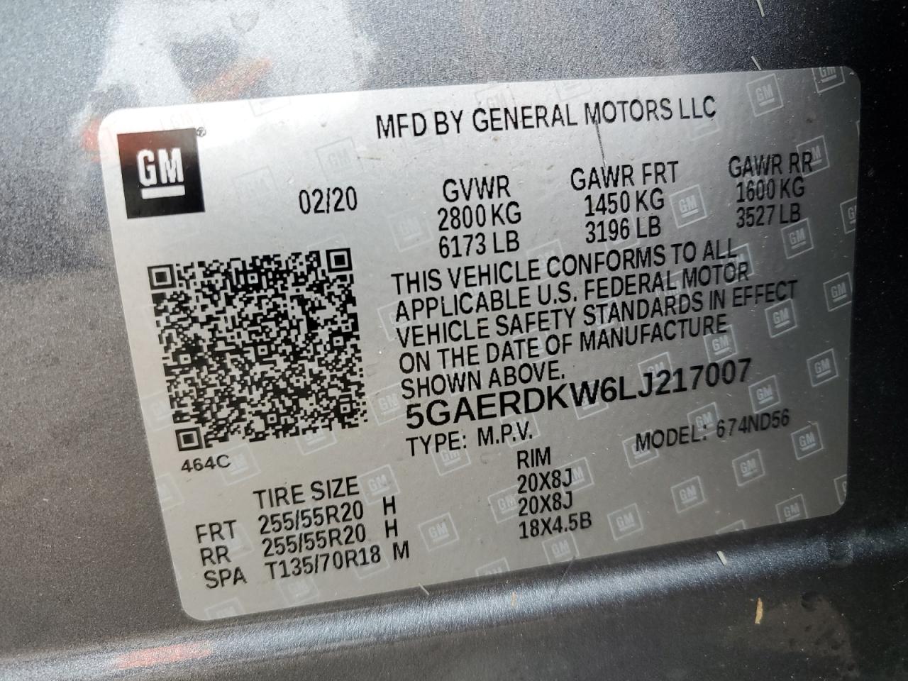 5GAERDKW6LJ217007 2020 Buick Enclave Avenir