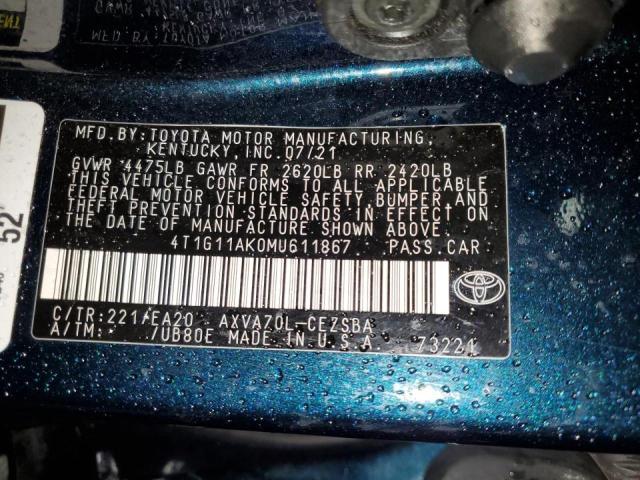 2021 TOYOTA CAMRY SE 4T1G11AK0MU611867