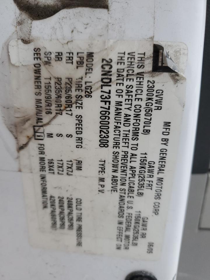 2CNDL73F766002308 2006 Chevrolet Equinox Lt