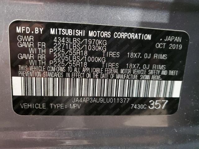 JA4AP3AU9LU011377 | 2020 MITSUBISHI OUTLANDER