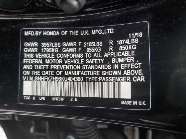 2019 HONDA CIVIC SPOR SHHFK7H96KU404360