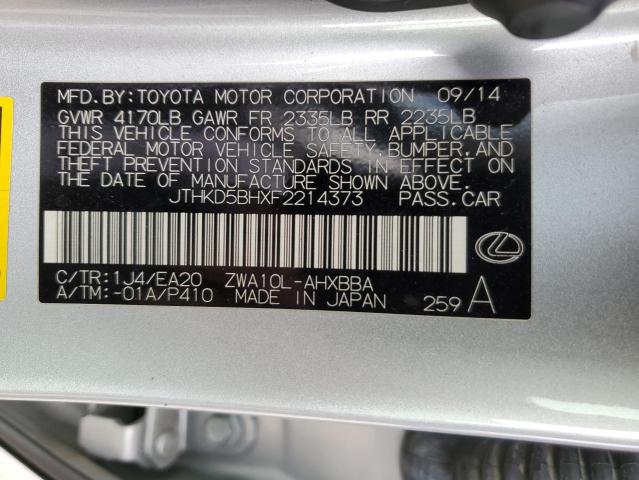 JTHKD5BHXF2214373 | 2015 LEXUS CT 200