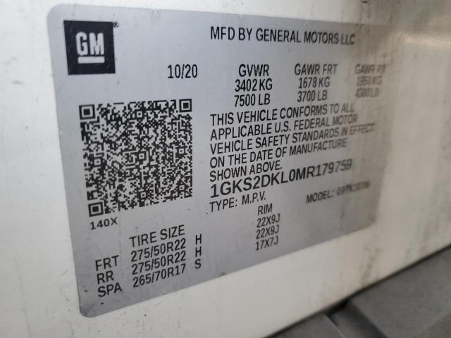 1GKS2DKL0MR179759 | 2021 GMC YUKON DENA