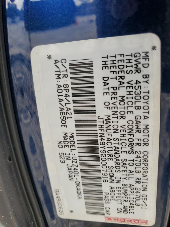 JTHFN48Y920007916 2002 Lexus Sc 430 JTHFN48Y920007916 2002 Lexus Sc 430