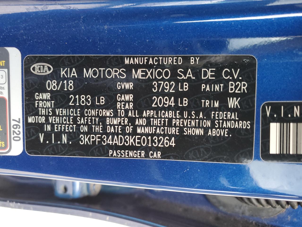 3KPF34AD3KE013264 2019 Kia Forte Gt Line