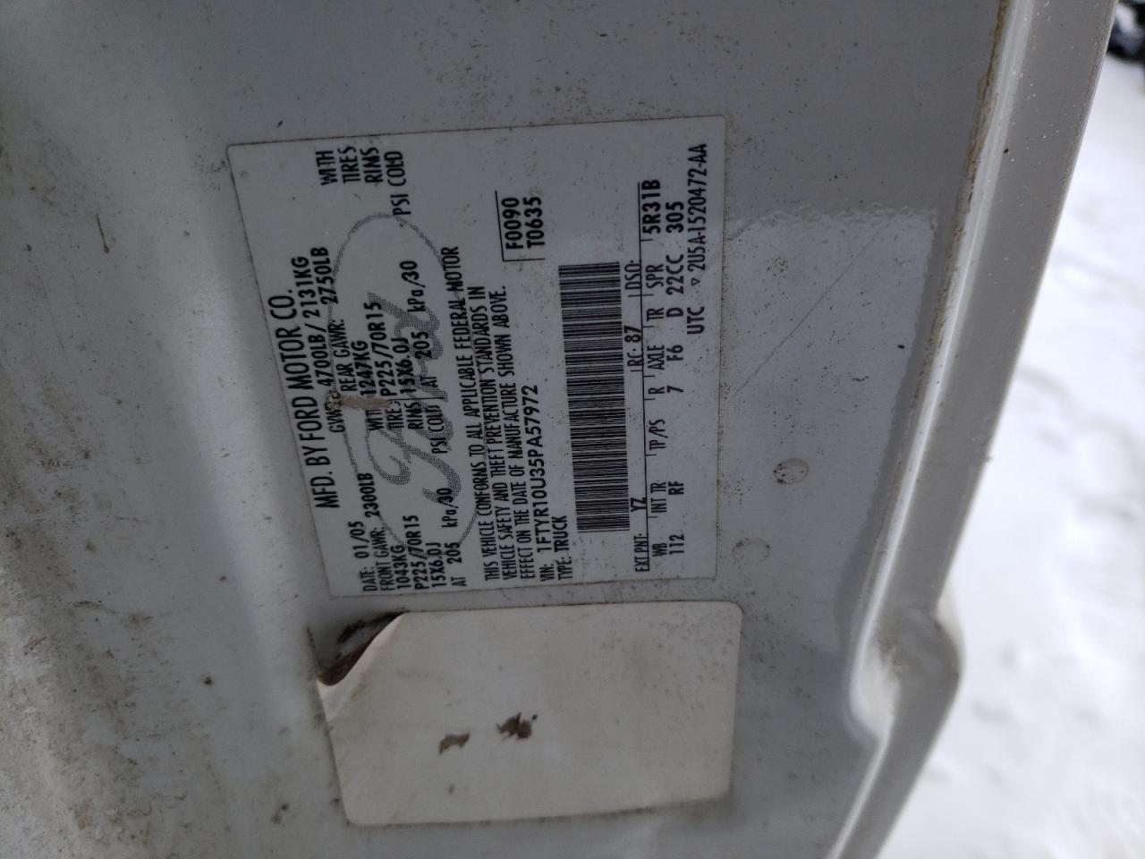 1FTYR10U35PA57972 2005 Ford Ranger