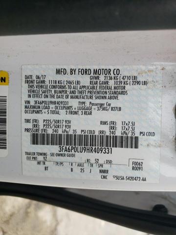 3FA6P0LU9HR409331 2017 FORD FUSION - Image 12