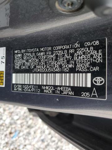 2009 Toyota Prius VIN: JTDKB20U593481182 Lot: 40430074